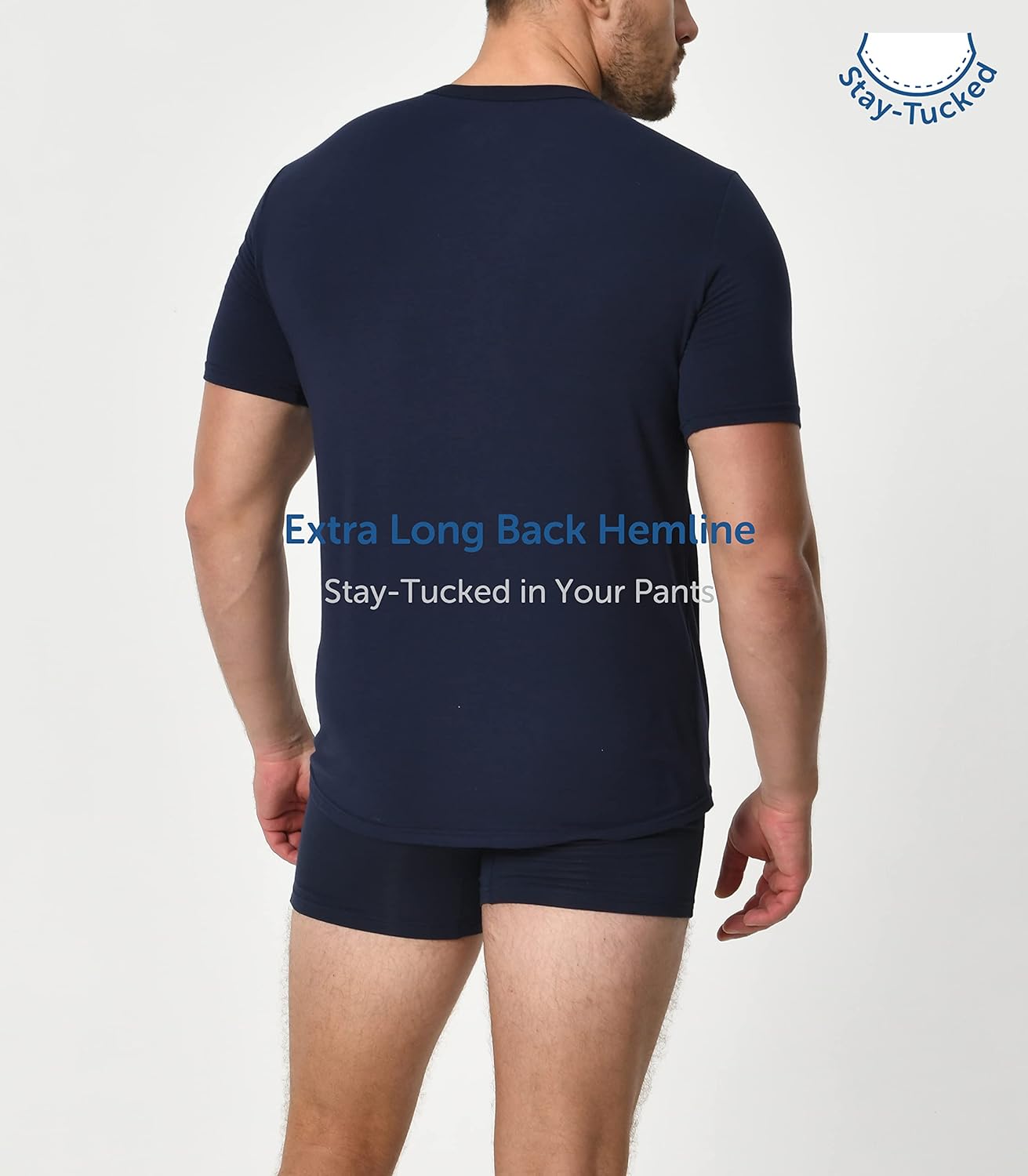 Comfneat Men's 3-Pack Stretchy Undershirts Crew Neck Long Back Hem T-Shirts - Image 5