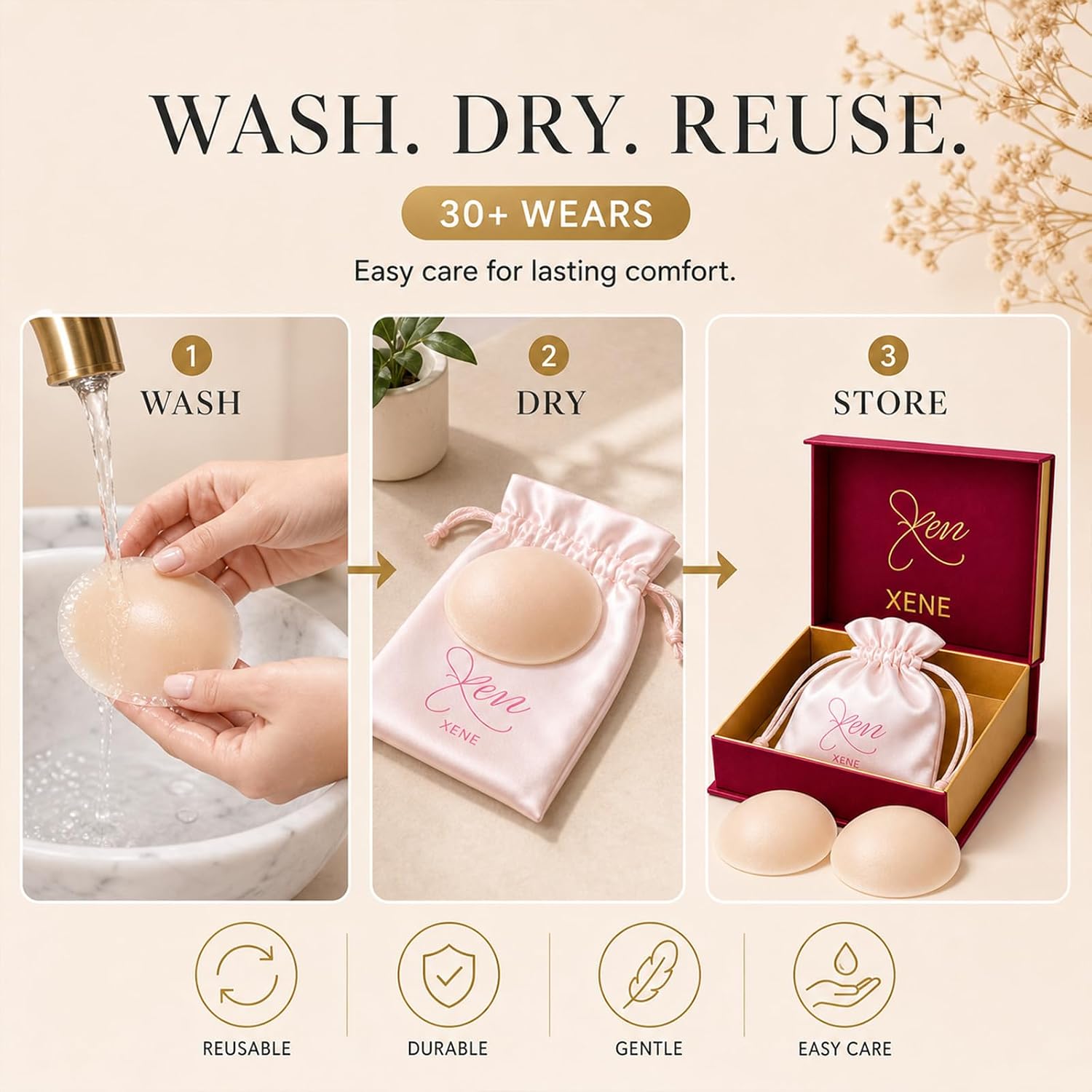 Silicone Nipple Covers Reusable for Women, Invisible No Show Breast Petals image 5