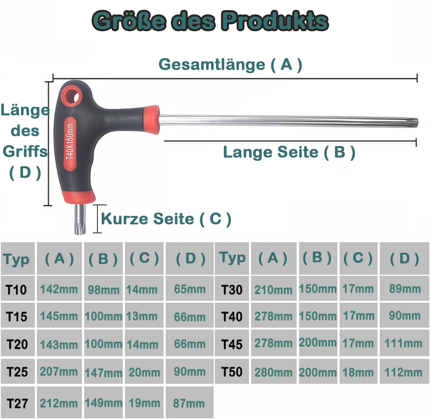 Lot de 19 clés à poignée en T - Clé hexagonale et Torx avec poignées transversales, clés Allen TRX, robustes et polyvalentes
