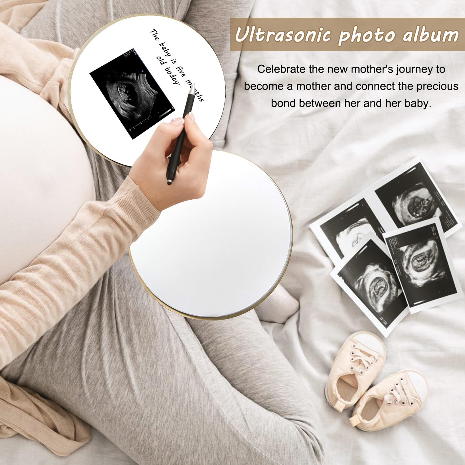 Album pamiątkowy Baby Shower, książka dla gości, baby shower z drewnianą okładką, książeczka dla gości, książka dla gości, chrzciny, scrapbooking, album fotograficzny