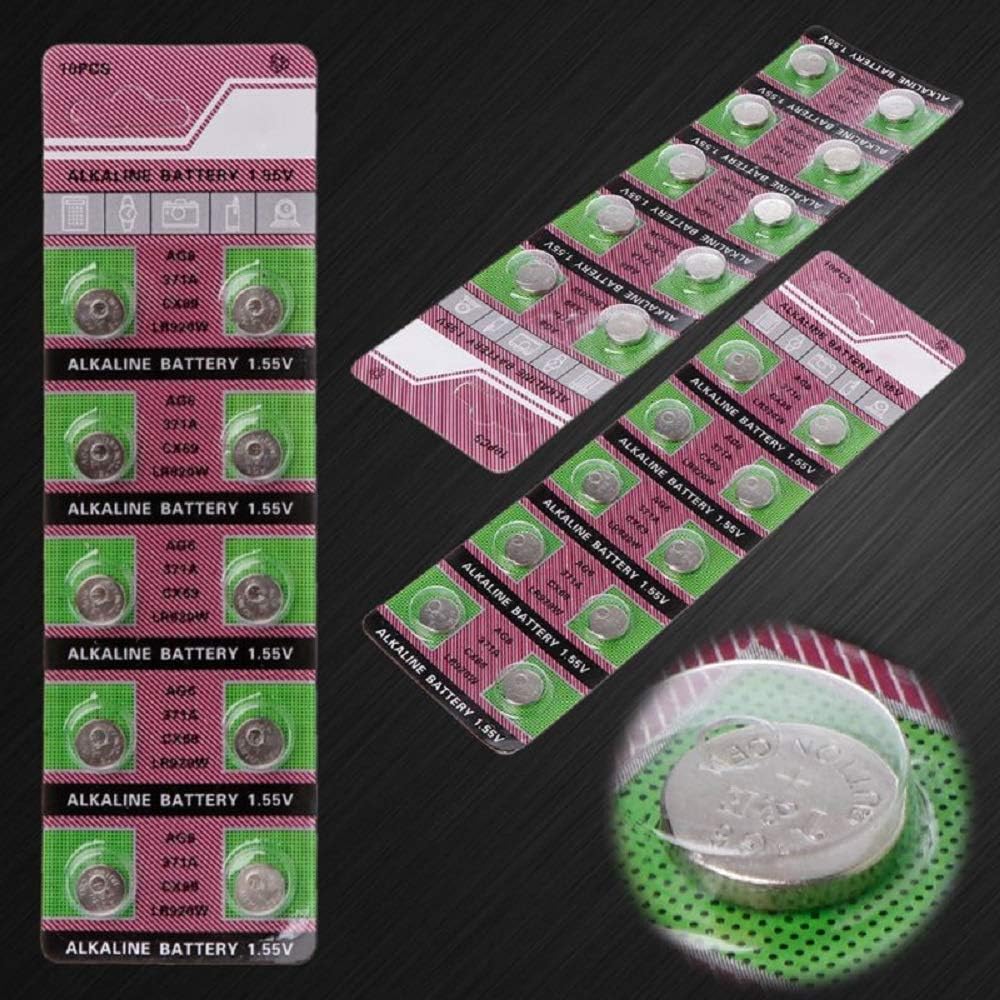 Cotchear 10 Pcs AG6 Button Cell Battery 1.55V Coin Alkaline Battery 371 SR920SW LR920 SR927 171 370 L921 LR69 SR920 AG6 Batteries [10pcs/Pack]