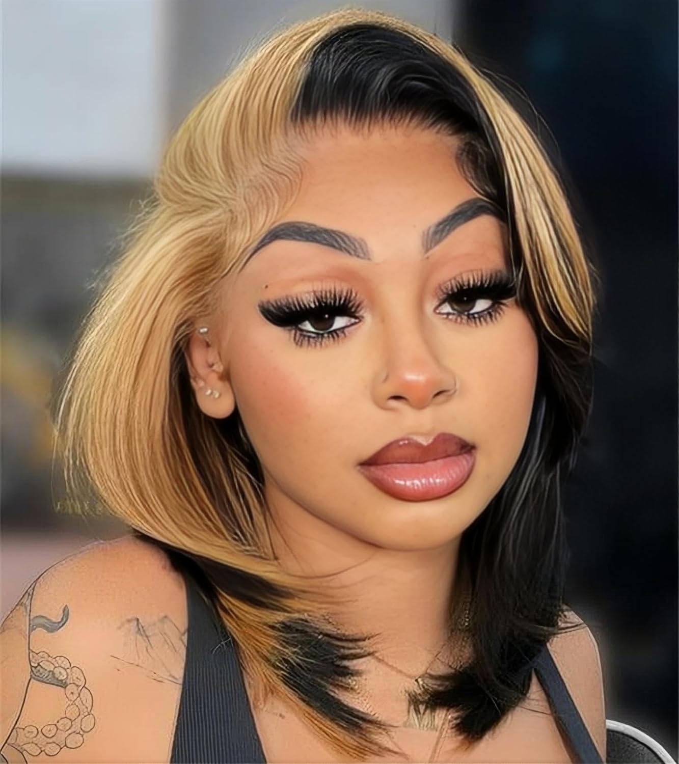 Yolissa Honey Blonde Wig Human Hair Short Blonde Wig Straight Wigs Human Hair 13x4 Lace Front Wigs Glueless Wigs Pre Plucked Pre Cut Wig For Women 14in