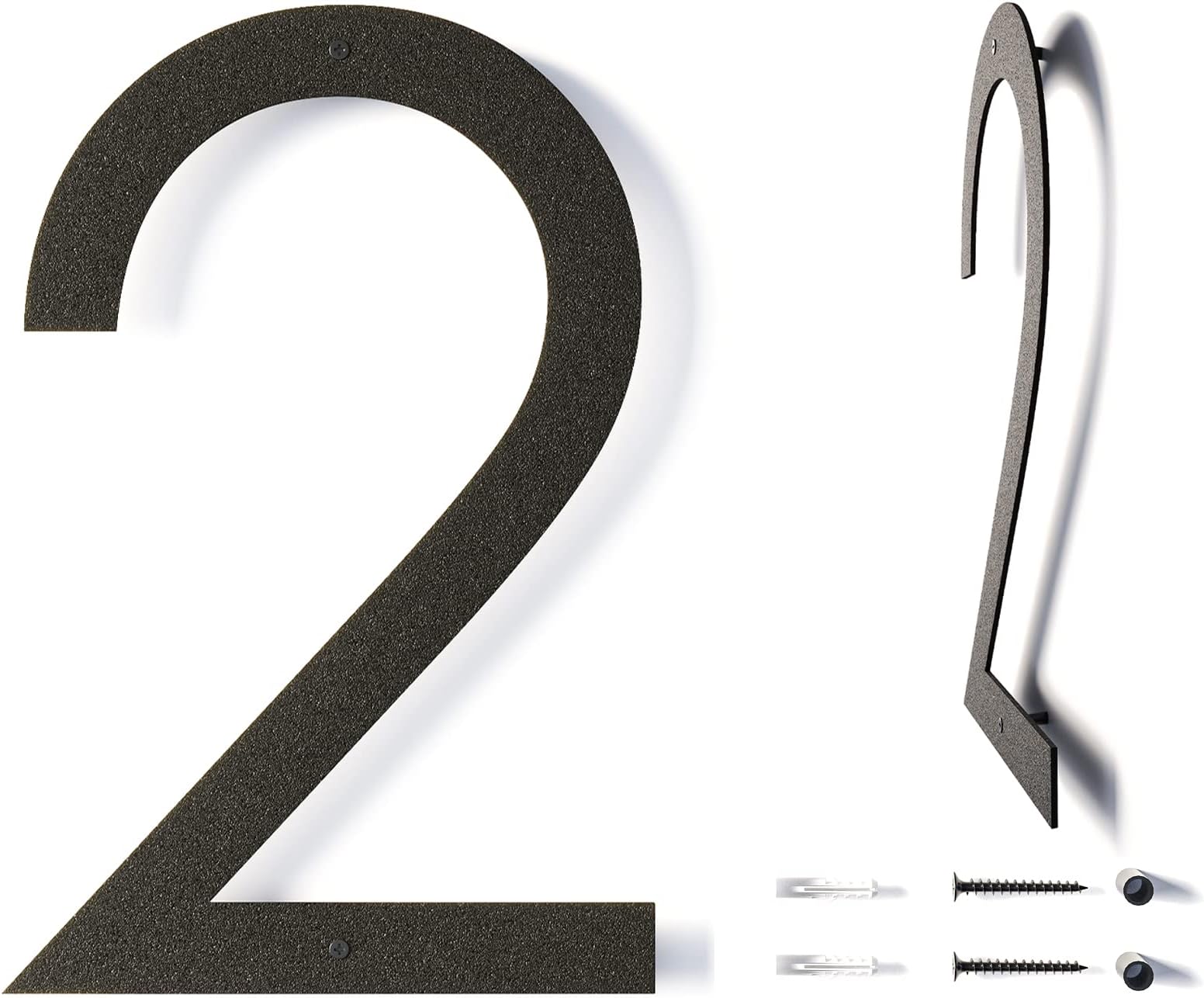 12 Inch Modern Floating House Numbers for Outside | Large Metal House Numbers for Outdoors | Black Coated Rust-Proof Home Address Numbers/Plaques | Metal Numbers