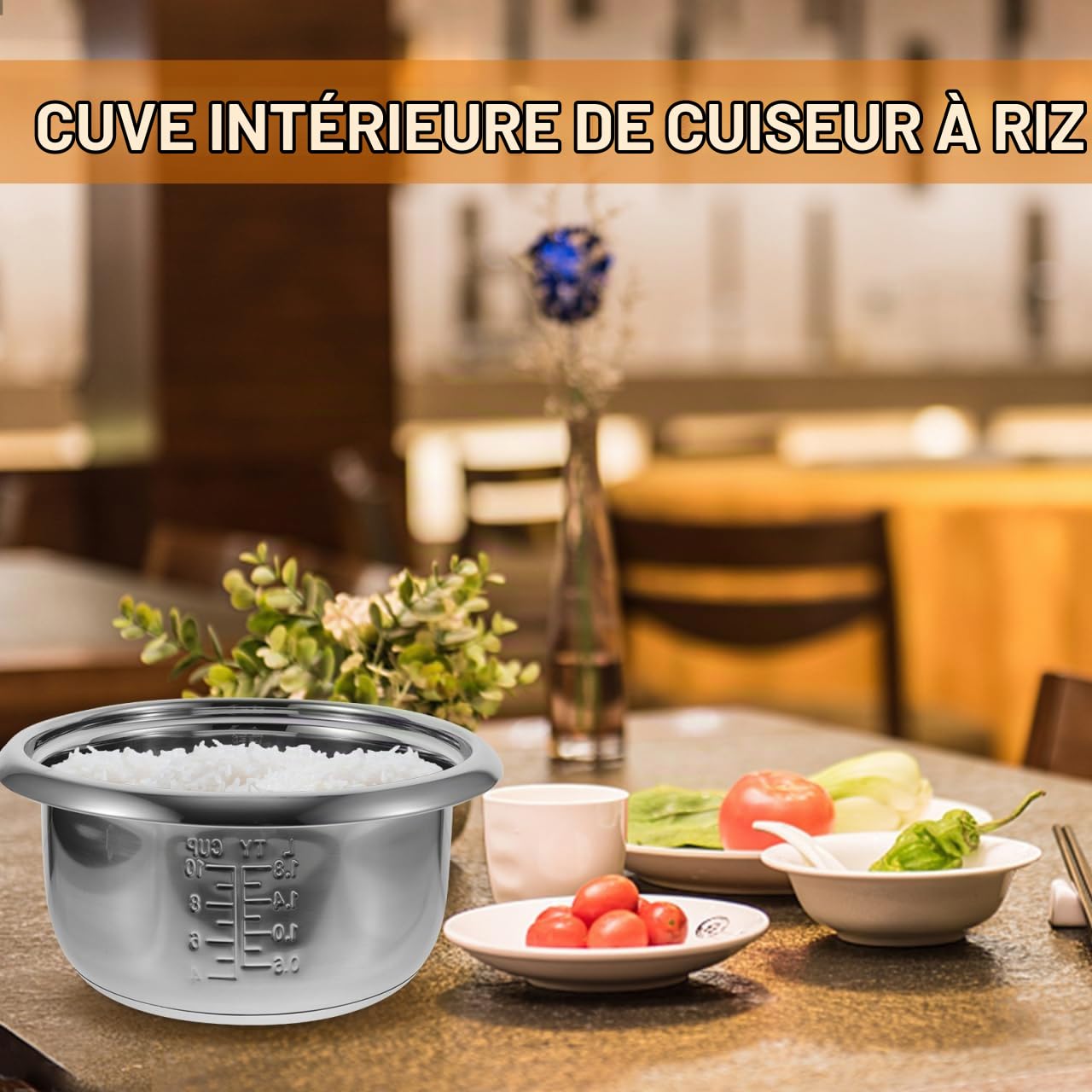 UPKOCH Cuiseur À Riz En Acier Inoxydable 304 Cuve Inox Cuiseur Riz 4 L Pot Intérieur De Rechange Pour Accessoires Chauffage Uniforme 26.80 X 26.80 X 12.50 Cm
