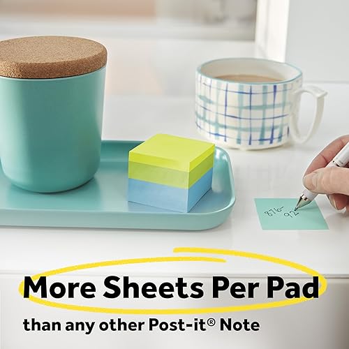 Miniatura 5 de Cubo de notas adhesivas 1 78 x 1 78 pulgadas ola verde y ola de canario 400 hojas por cubo 3 cubos por paquete 2051-3PK Verde Green WaveCanary Wave