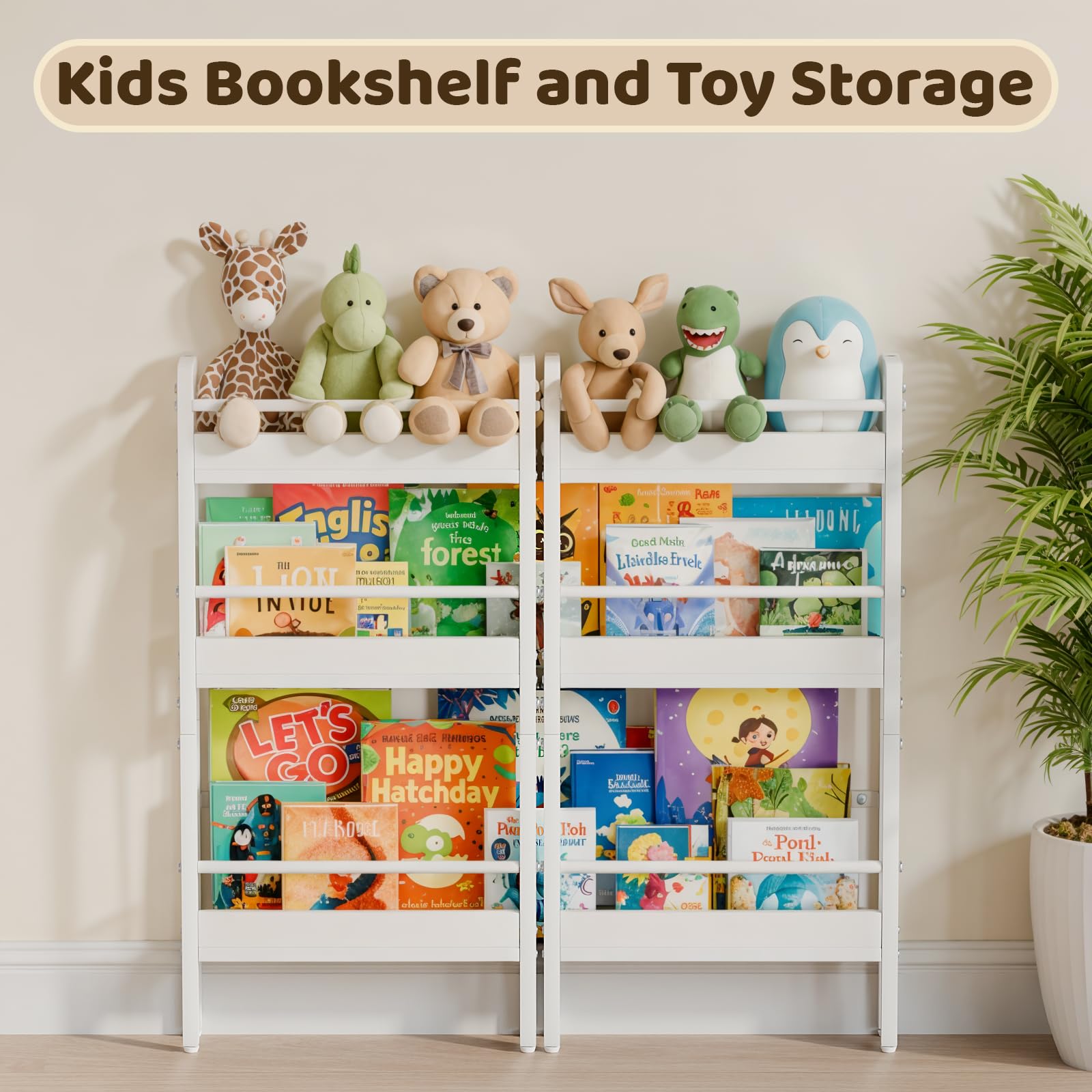 HAVLOTII Libreria per bambini – Scaffale a parete a 6 ripiani per la camera dei bambini, libreria dietro la porta per neonati/bambini, scaffale angolare da parete per camera da letto/asilo, organizer