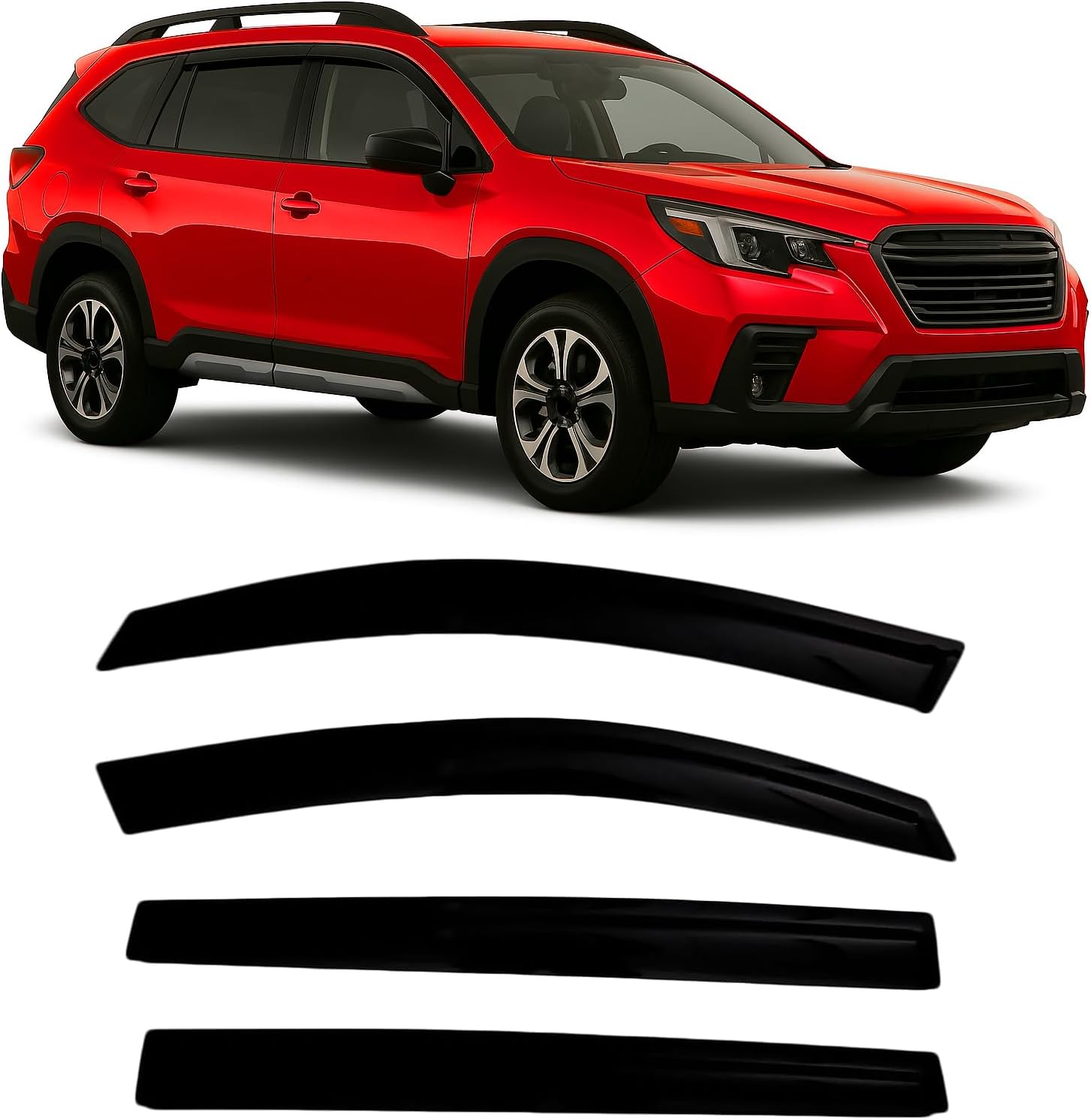 Optimal Co 2019-2024 Tape-On Side Window Visor Deflectors for Subaru Ascent Premium Onyx Limited 2020 2021 2022 2023 Smoke Tinted Rain Guards