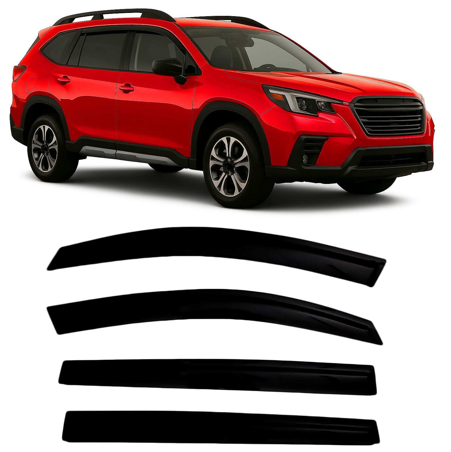 2019-2026 Tape-On Side Window Visor Deflectors for Subaru Ascent Smoke Tinted Rain Guards Premium Onyx Limited 2020 2021 2022 2023 2024 2025