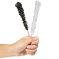 Vista 2 de Black and White Rock Candy Palitos de azúcar – 12 caramelos envueltos individualmente – Cereza negra y sabor a azúcar original