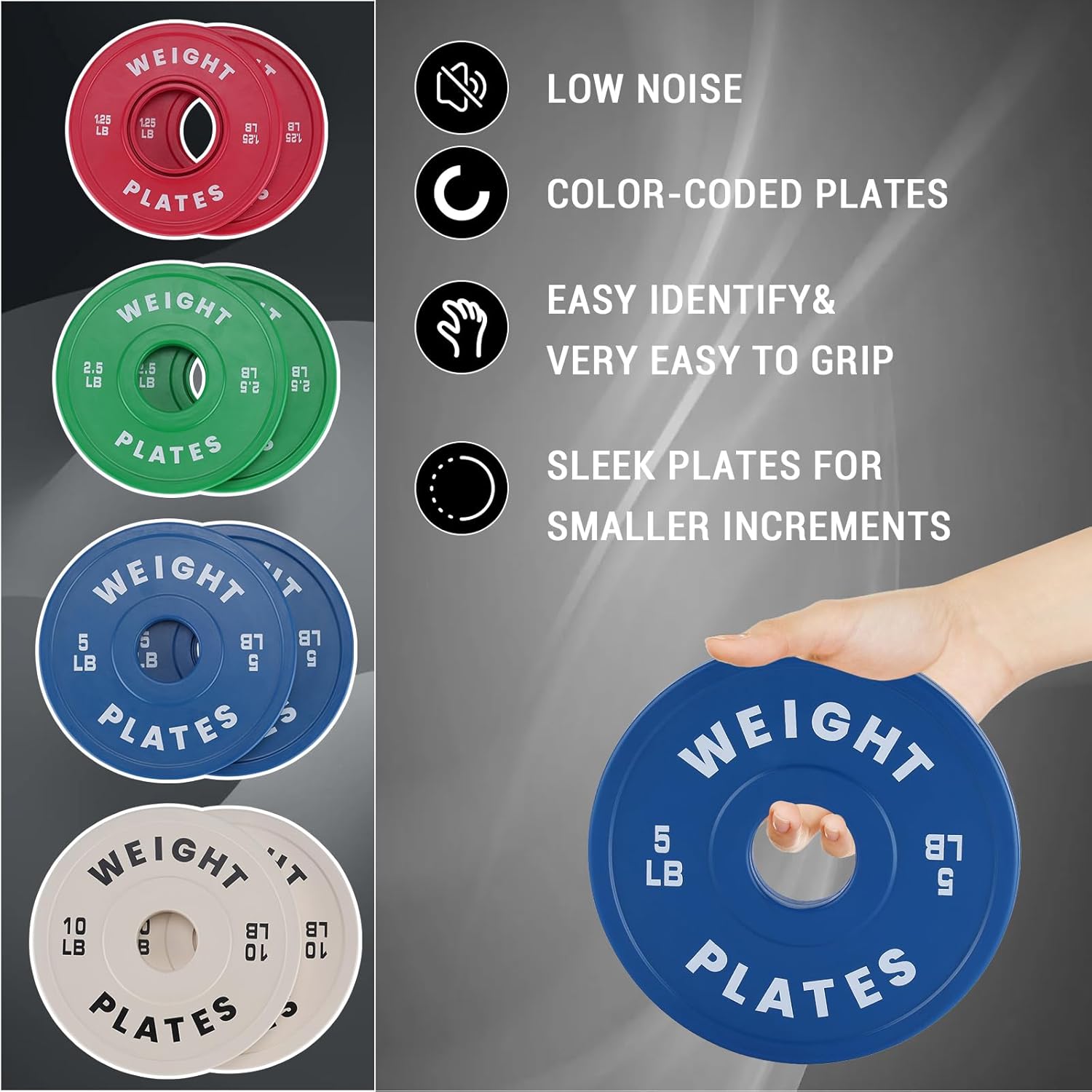 Fractional Bumper Plates 2-Inch - Rubber Coated Weight Plates Set (1.25LB-37.5LB) | Small Change Plates for Olymp Barbell | Home Gym Strength Training & Weightlifting Accessories