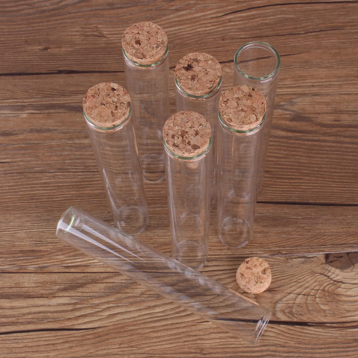 SYLALE 24 Piezas 100ml 30 * 180mm Tubos de ensayo de Laboratorio con tapón de Corcho Botellas de Especias contenedor frascos Viales DIY Craft