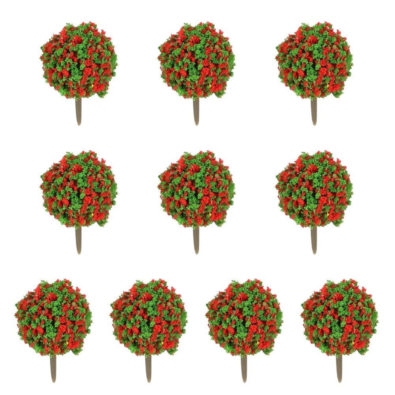 SPPEOUKJ 10pcs Plastic Artificial Miniature Flower Tree Scenery Railroad Decoration Building Landscape Model Accessories(Color 03)