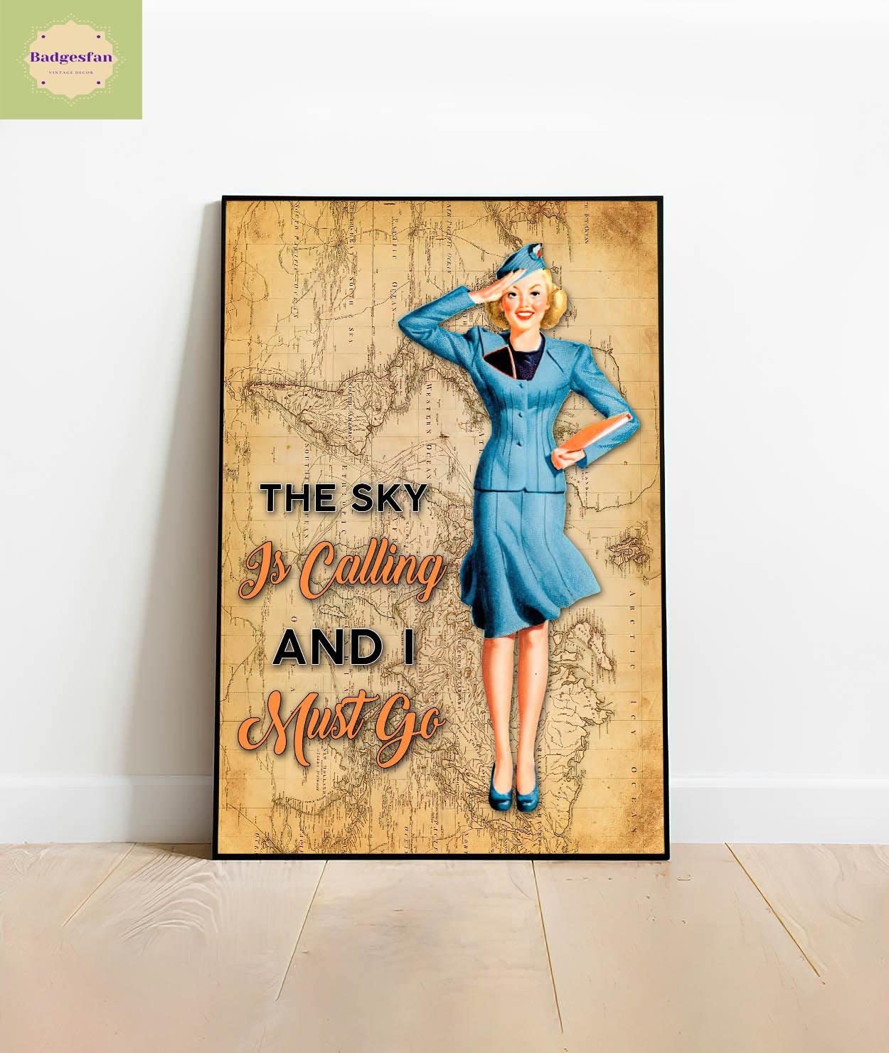 Bioprocess Flight Attendant The Sky Is Calling And I Must Go Cabin Crew Sign Decor Metal Sign Tin Sign Decor Poster Wall Art Poster 8X12 Inches
