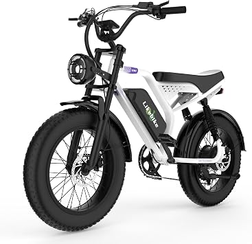Likebike Electric Bike for Adults, 1500W/2000W/3000W Peak Motor Ebike, 48V 20Ah/23Ah/33Ah Removable Battery, 20"x4.0" Fat Tire Electric Bicycle, Eletric Mountain Bike, Full Suspension and 7-Speed