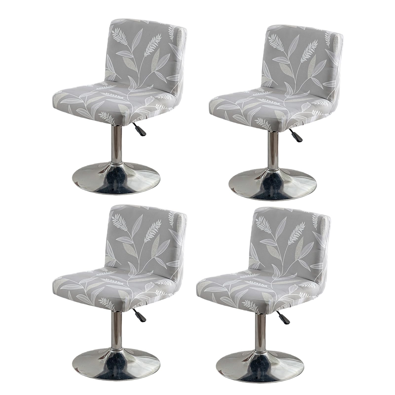 HonorHut Square Seat Stool Covers Light Grey 4 Pieces Set Removable Low Back Swivel Chair Covers