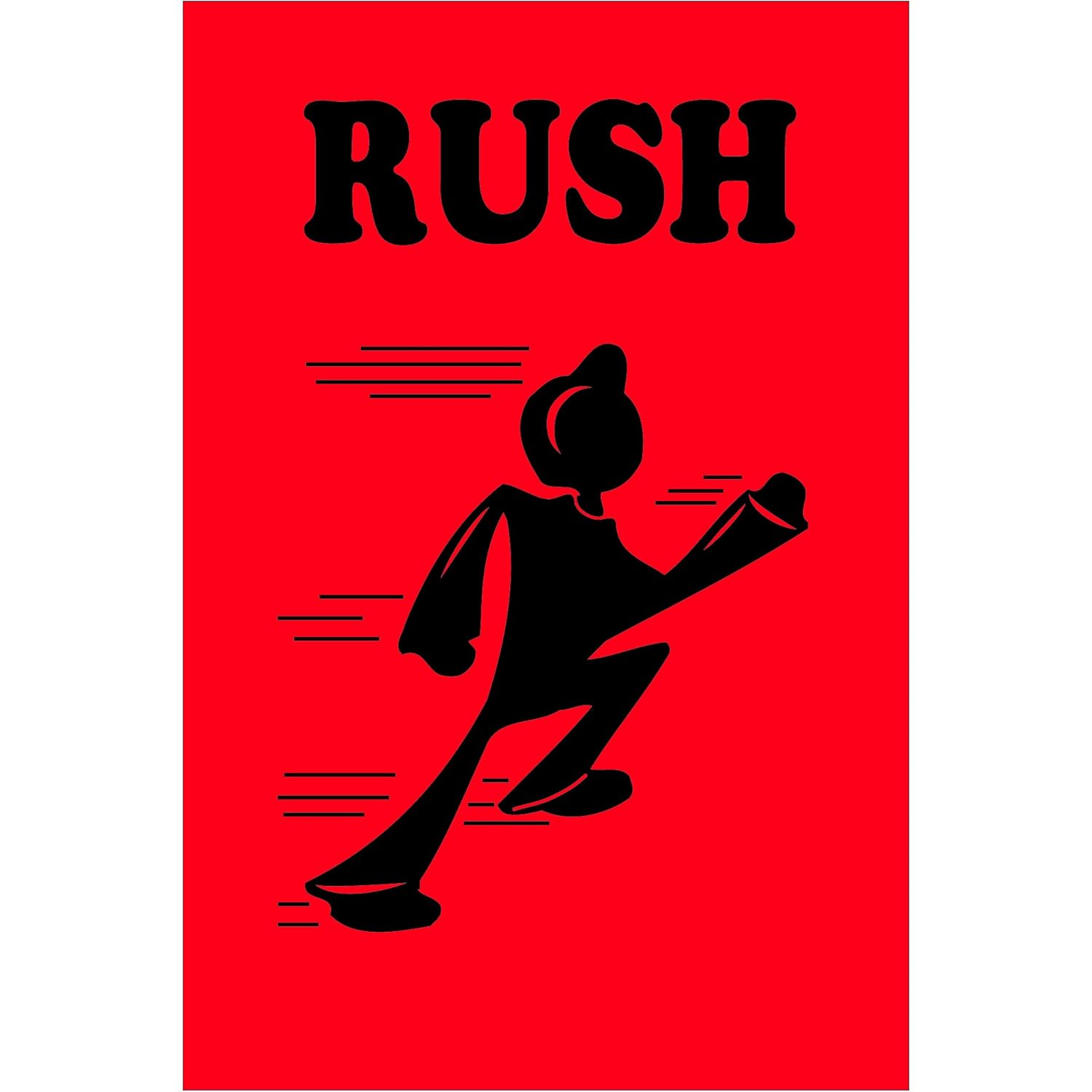 Partners Brand PDL1700 Tape Logic Labels, "Rush", Red/Black (Pack of 500)