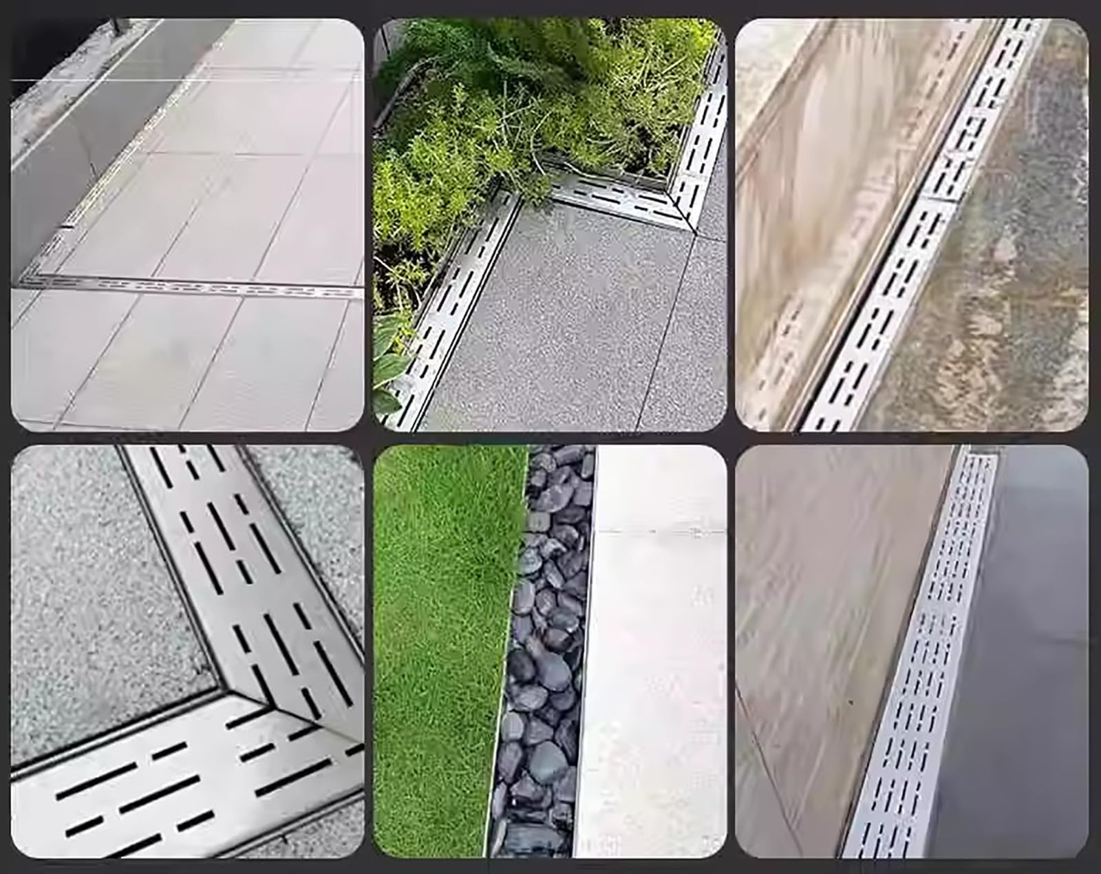 Wytrzymały odpływ liniowy ze stali nierdzewnej trwały odpływ podłogowy do ogrodu na zewnątrz patio przy basenie odporny na korozję łatwy montaż wydajny odpływ wody