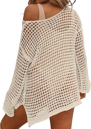 Miniatura 2 de Hount Pareos de traje de baño para mujer, de verano, de ganchillo, para bikini, de manga larga, ropa de playa, túnica