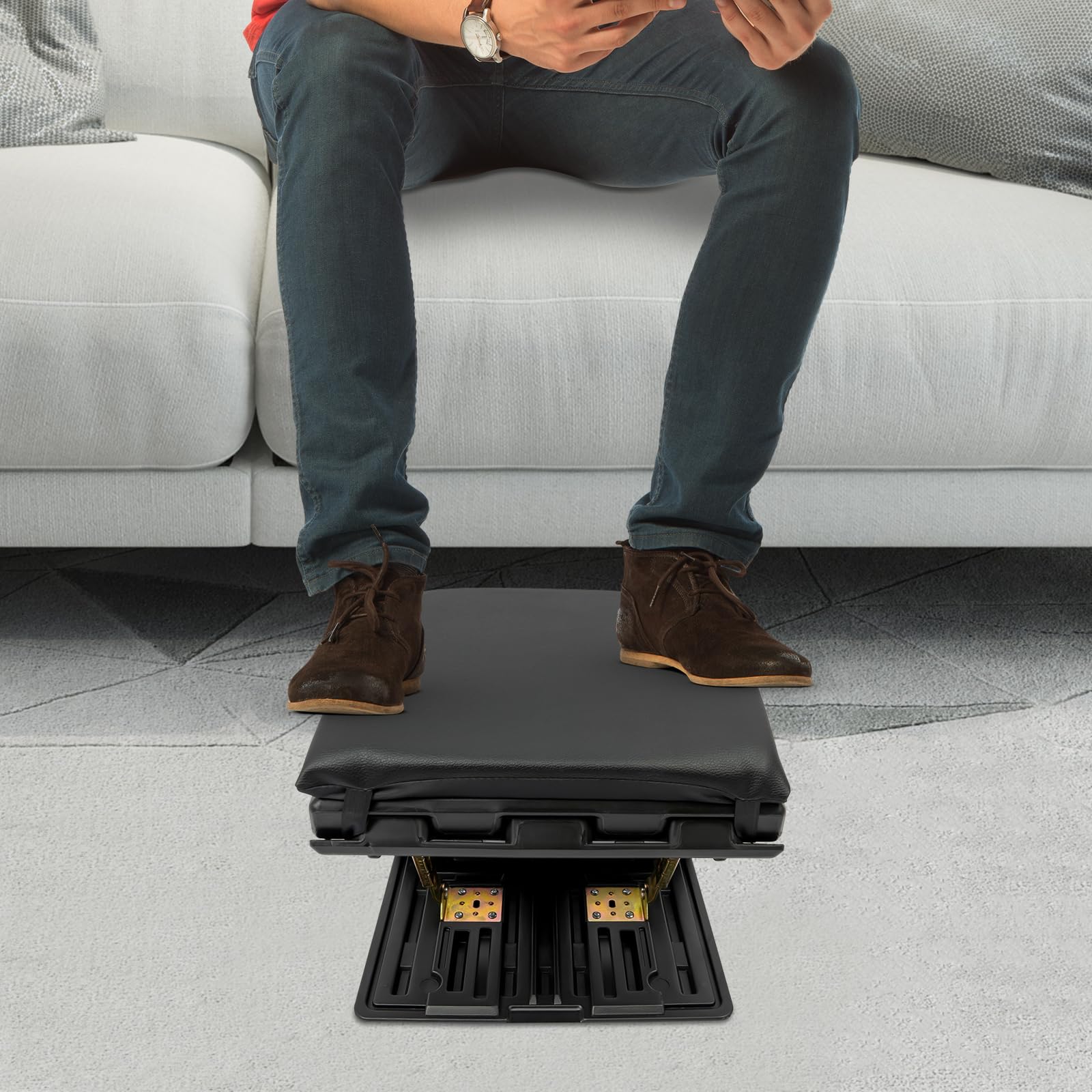 Poggiapiedi da scrivania, poggiapiedi regolabile, con massaggio, ergonomico, 4 impostazioni di altezza e 4 inclinazioni, poggiapiedi ergonomico regolabile con superficie massaggiante (nero)