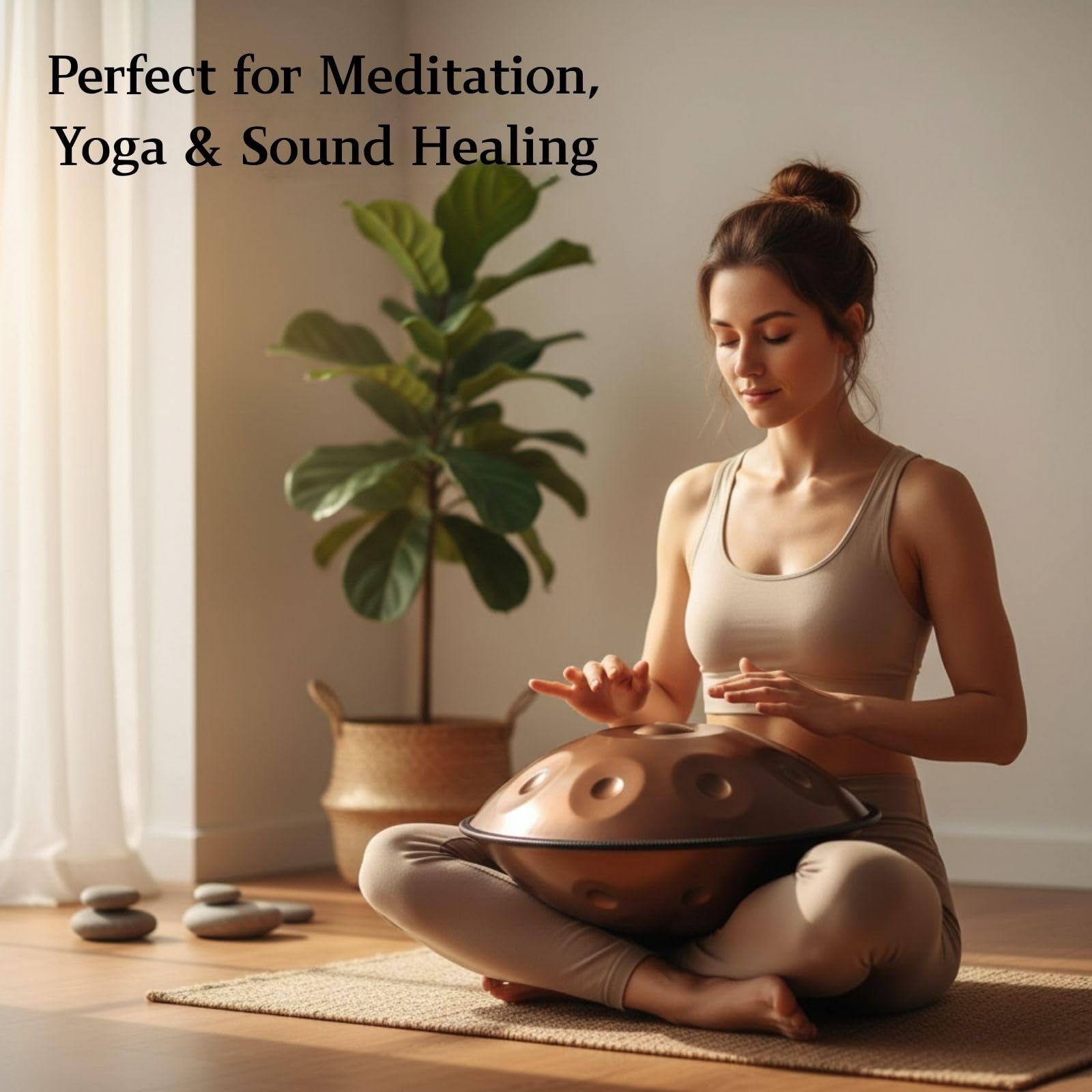 Handpan Drum D Minor per Musica e Meditazione Strumento a Percussione in Acciaio con 9 10 12 Note Accordato 432Hz 440Hz Handpan per Yoga Musicisti Adulti e Relax(Oro,440HZ/12 Note)