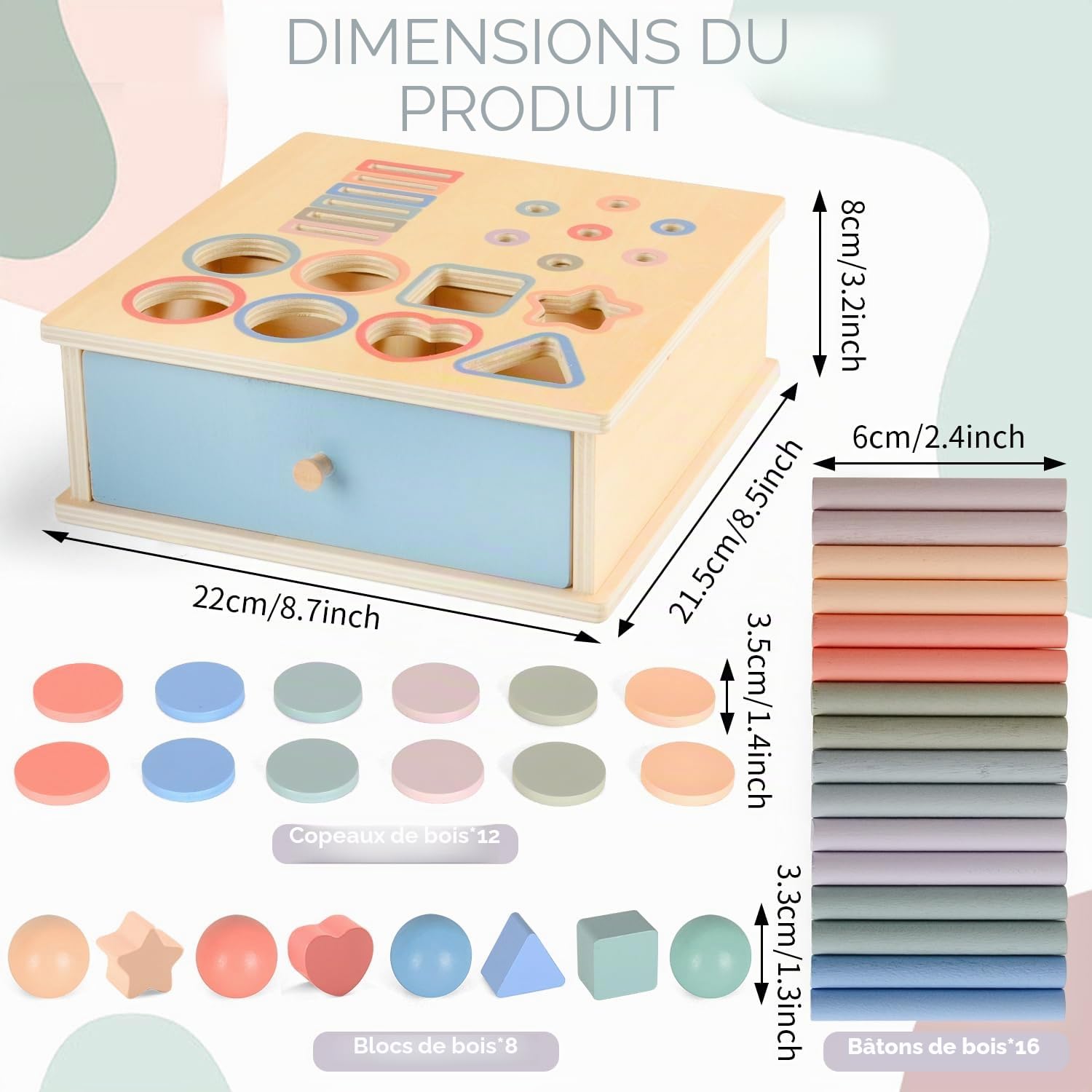 Jouet Bébé 1 an Montessori, Jeu de Tri Formes et Couleurs Montessori Jouet Bois, Motricité Fine Bebe 1 an, Jeux Éducatif Enfants 2 3 Ans, Cadeaux pour Garçons Filles