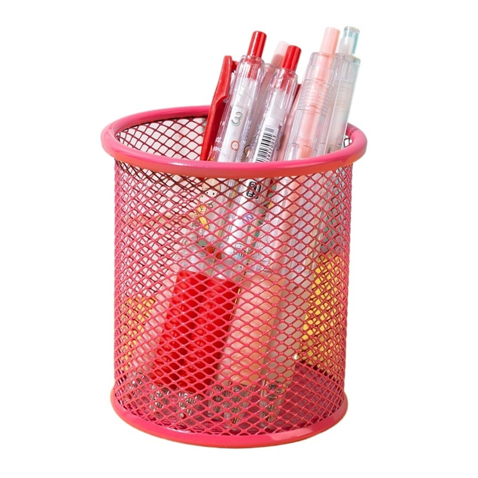 Lot de 6 pots à crayons en maille métallique – Organiseur de bureau pour fournitures pour bureau, maison, salle de classe (4)