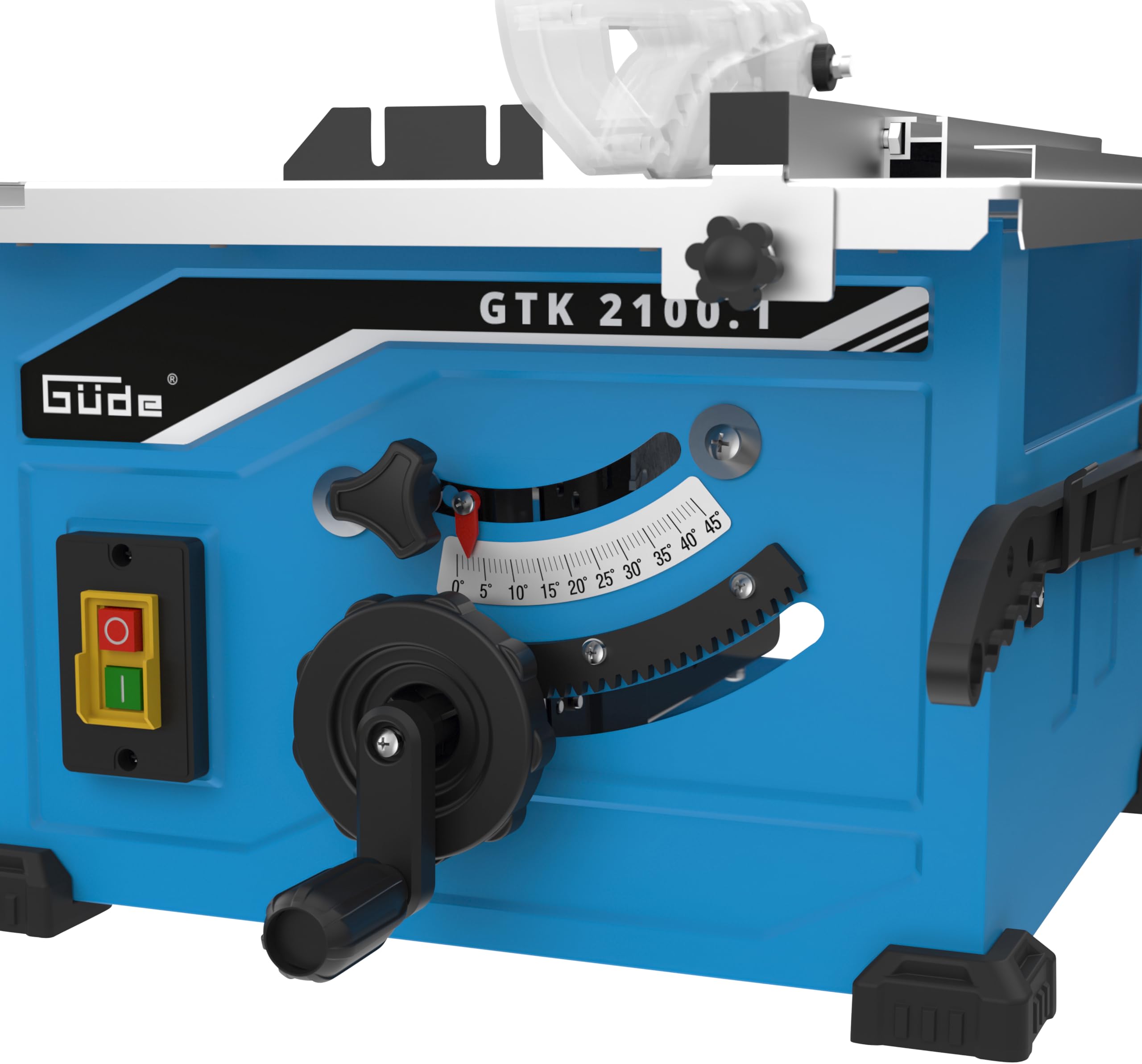 Güde GTK 2100.1 stołowa pilarka tarczowa (1200 W, TÜV/GS, 2950 1/min, wysokość cięcia 45 mm, brzeszczot HM Ø 210 mm, ogranicznik kątowy i równoległy, przyłącze do instalacji odsysającej, ochrona