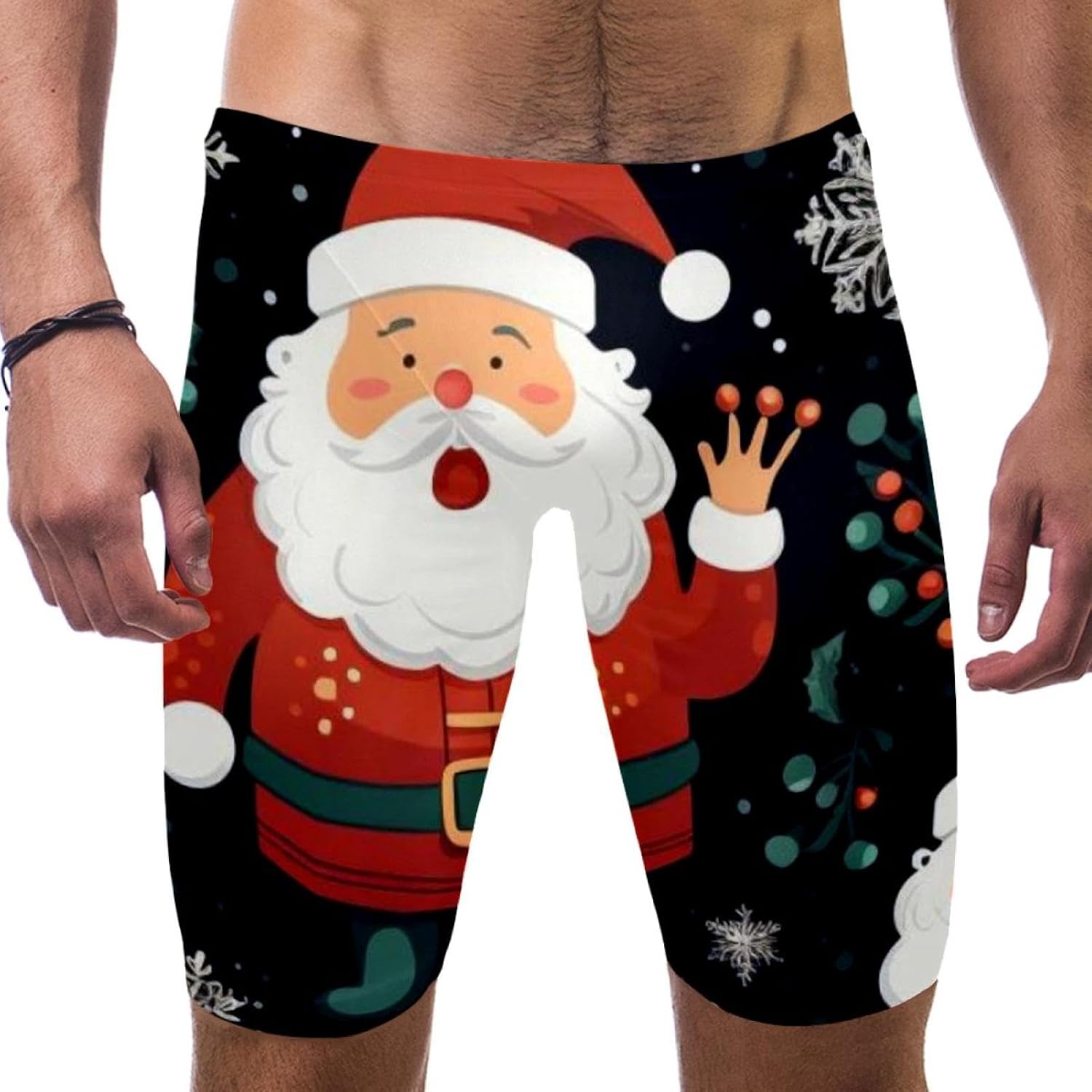 Christmas Elements Jammers for Men, Size S to 3XL Swim Jammer Swimsuit for Practice and Competition Swimming