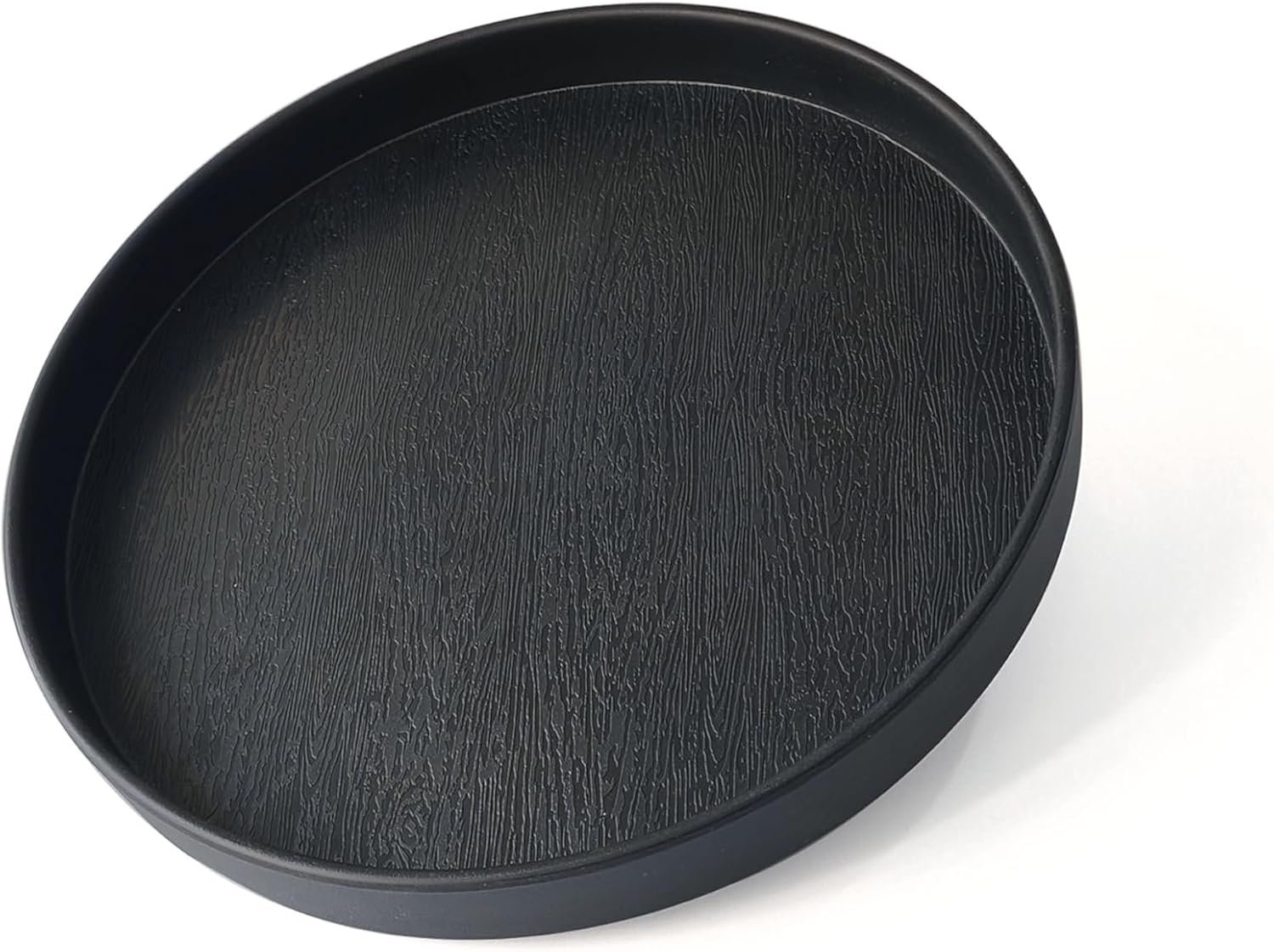 Black Round Small Mini Tray - 6.5 Inch, Sturdy Plastic Serving Tray