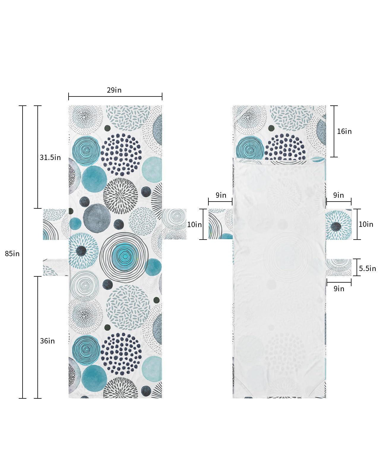 Teal Black Beach Lounge Chair Towel Cover, Soft Chaise Lounge Towel with Side Pockets Patio Pool Chairs Cover for Beach/Pool Sunbathing 29x85 Watercolor Modern Geometric Abstract Art