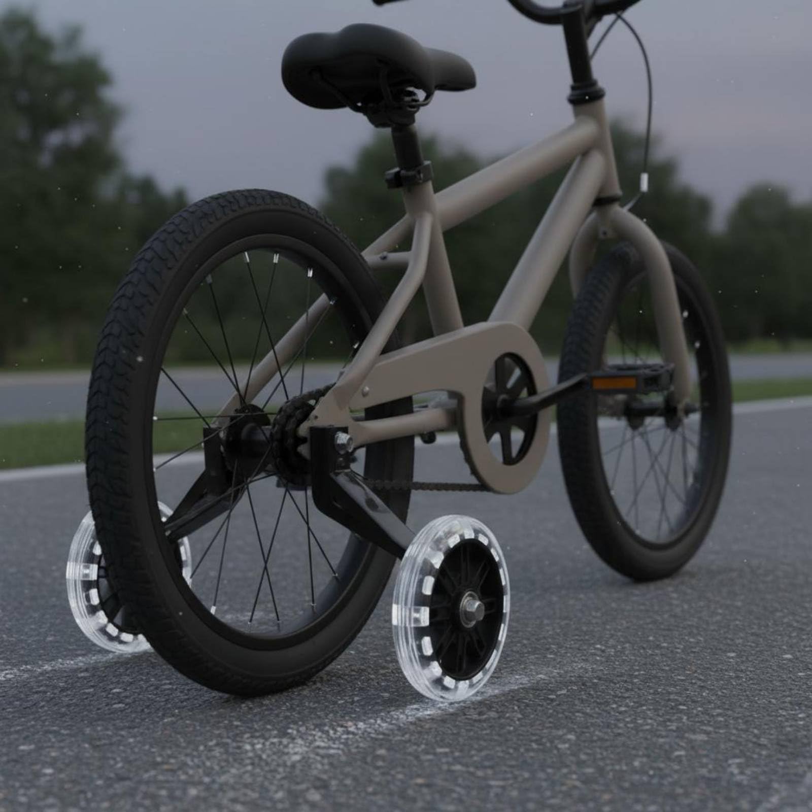 2 Piezas Ruedas Estabilizadoras con Luz LED Antideslizantes Ruedines de Bicicleta Silenciosas para Principiantes, Rosa, 18 Pulgadas