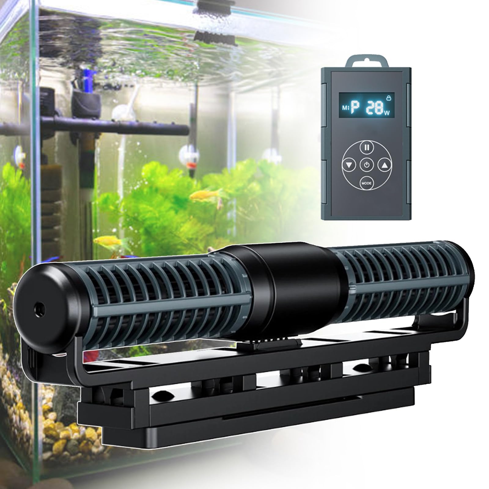 pealiritansemen Aquarium Wave Maker, Cross Flow Water Circulation Pump, Quiet Aquarium Water Pump, 4 Wave Modes, Automatic Low Gear Running At Night, Strong Magnetic Base, Support Mobile Control,120