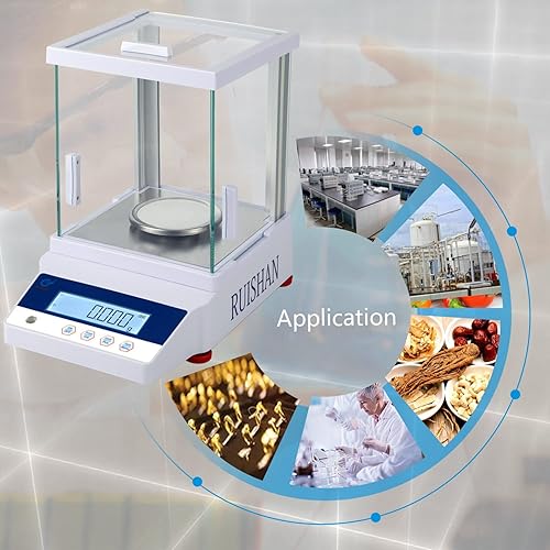 Miniatura 6 de RUISHAN Báscula digital de laboratorio de alta precisión 17.64oz x 1mg Balanza electrónica analítica de equilibrio de laboratorio, báscula de