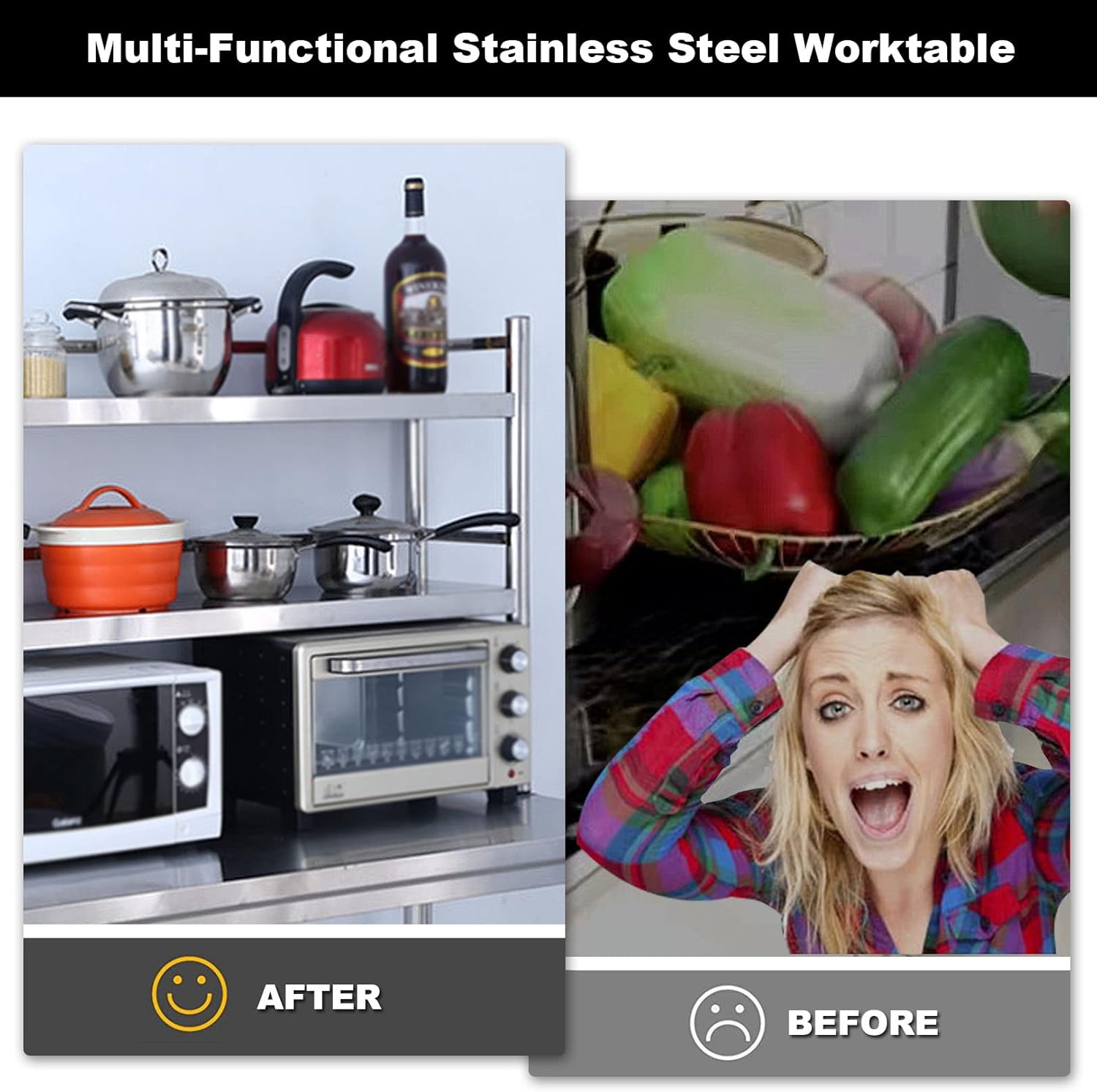 Commercial Heavy Duty Table Stainless Steel Prep & Work Table with Under Shelf Utility Workstations for Kitchen or Restaurant Supplies