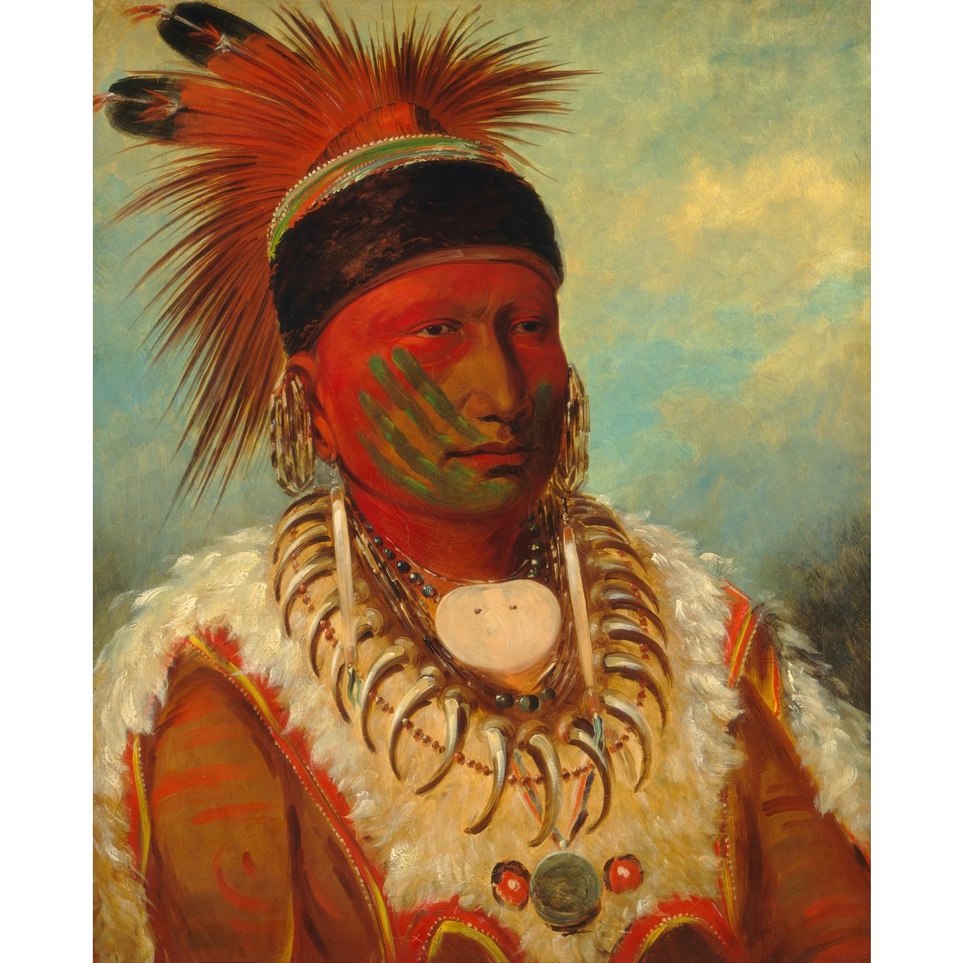 Tableau de salon George Catlin chef des Iowas pour décoration murale