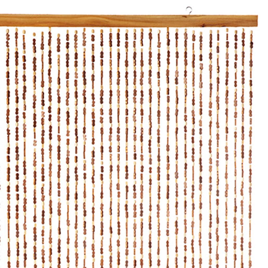 Kobolo Türvorhang Bamboo 90x200cm braun, Bambus Perlenvorhang mit 45 Strängen je 0,9cm & Holzleiste, dekorativer Fadenvorhang als Insektenschutz & Raumteiler für Balkon- & Terrassentür, handgefertigt