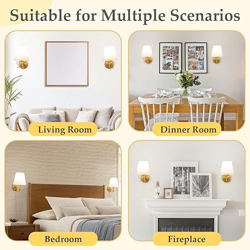 Miniatura 2 de TREELAND Apliques de pared con lazo de latón antiguo con bombilla remota regulable de 110 V, tentación de 3 colores, función de atenuador, cable