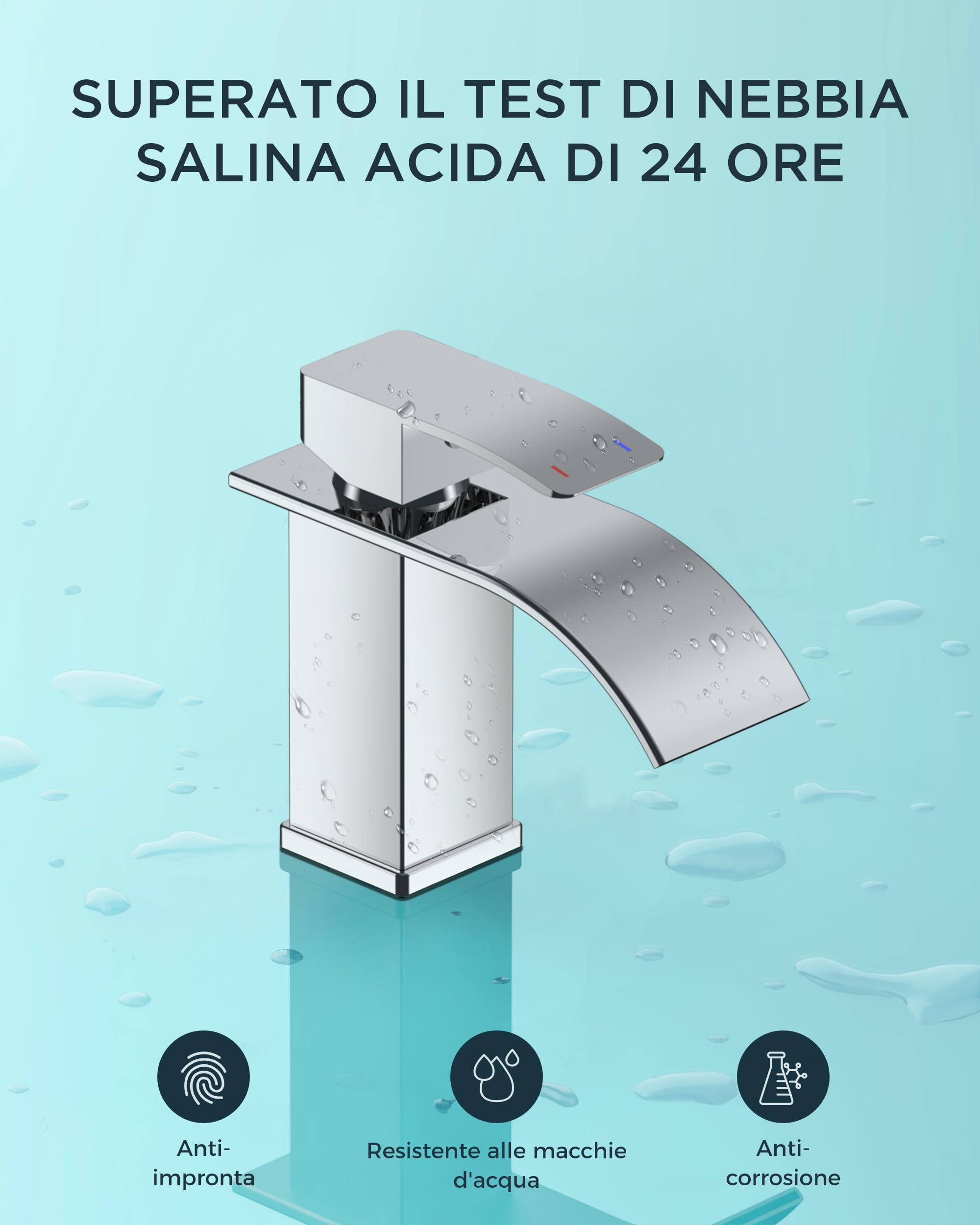 Rubinetto per Bagno FORIOUS, Rubinetto per Lavabo a Cascata in Nickel Spazzolato, Miscelatore Monocomando per Lavabo con Altezza del Beccuccio di 80 MM, Risparmio Idrico, Risparmio Energetico.