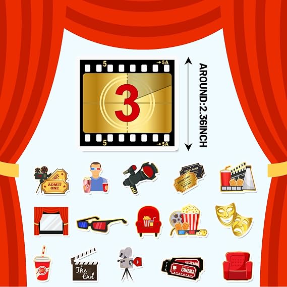 120PCS Movie Stickers, Movie Night Party Favors Birthday Party Decorations Vinyl Waterproof Stickers for Water Bottle Laptop Luggage Helmet