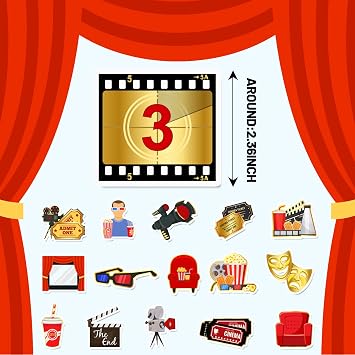 120PCS Movie Stickers, Movie Night Party Favors Birthday Party Decorations Vinyl Waterproof Stickers for Water Bottle Laptop Luggage Helmet
