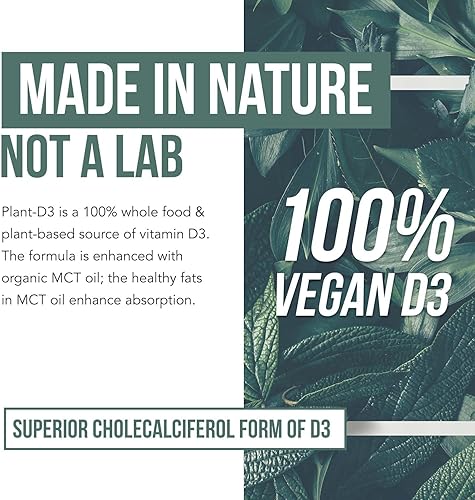 Vista 4 de Vitamina D3 orgánica de 10,000 UI – Planta D3, vegana, fuerza máxima sublingual líquido D3 gotas – 200% mayor absorción, 100%