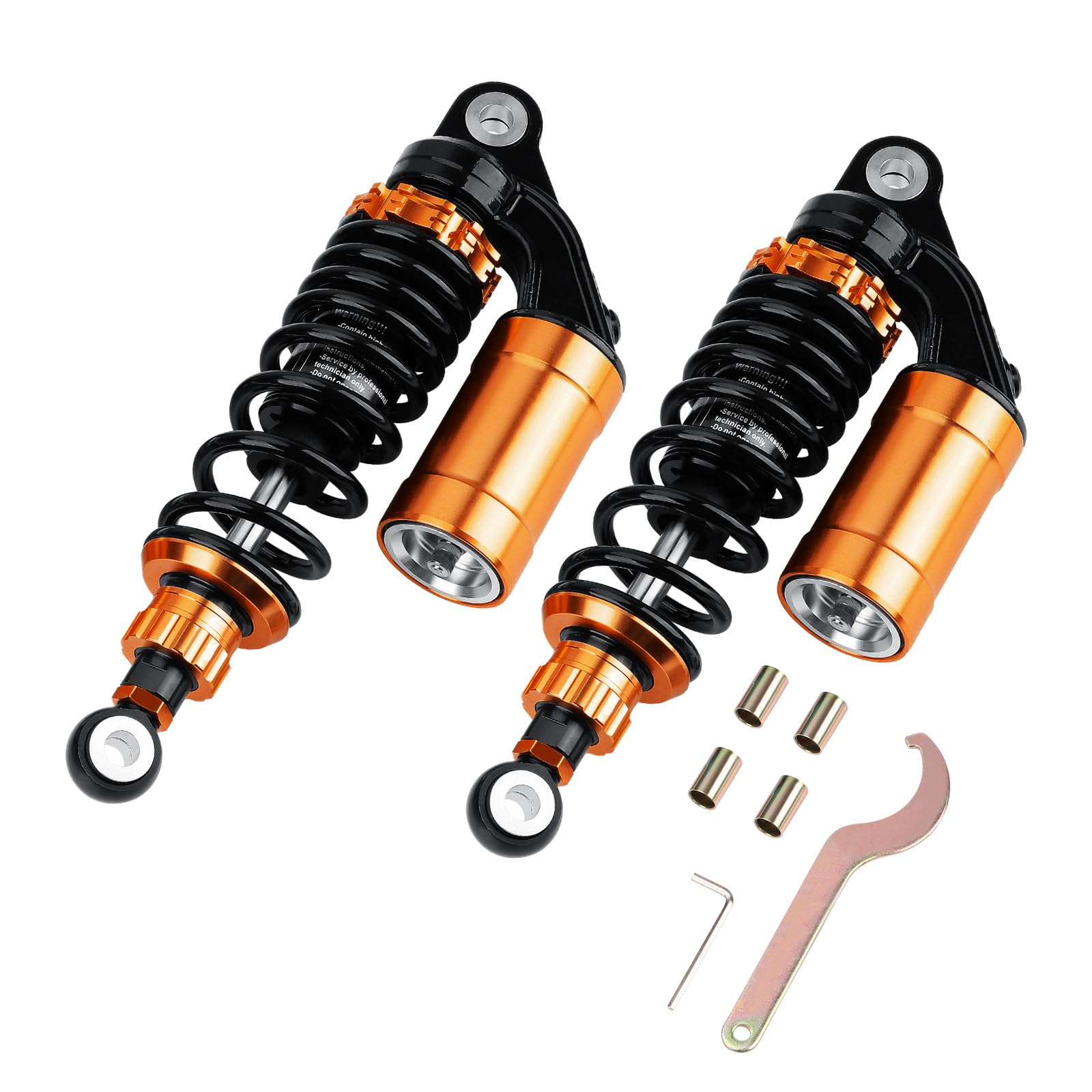 SEINECA Universal 280mm 11 Inch Motorcycle Rear Shock Absorbers Suspension 2PCS Compatible with Honda Yamaha Suzuki Kawasaki ATV Go Kart Quad Dirt Bikes(Black &amp; Dark Orange Gold)