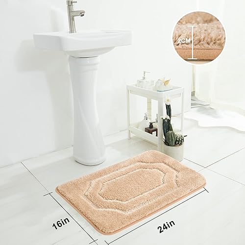 Miniatura 2 de BEQHAUSE - Alfombra de baño, antideslizante, suave y absorbente, de poliéster, lavable a máquina, color beige, para ducha, fregadero y bañera, 16 x