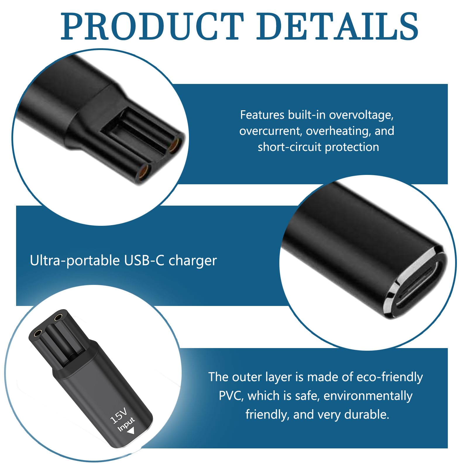 15 V USB C ładowarka adapter do golarki Philips HQ8505, zasilacz sieciowy, adapter ładowarki, kompatybilny z Norelco Series 3000, 5000, 7000, 9000, do OneBlade QP6520 QP6530 QP6510, kabel do ładowania