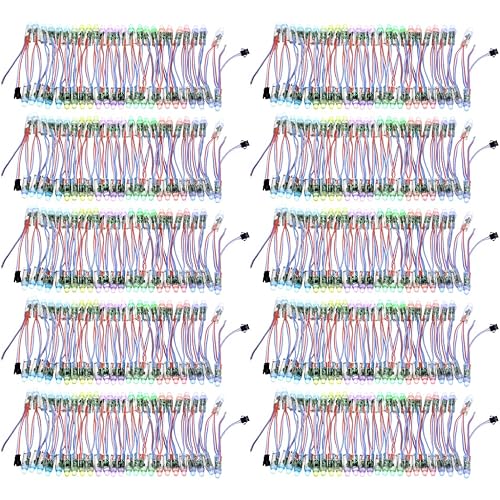 ALITOVE 500pcs WS2811 12mm Diffused Dream Color RGB LED Pixels Light Individually Addressable Pixels Outdoor IP68 Waterproof DC 5V for LED Screen Wall Billboard House Halloween Christmas Decor