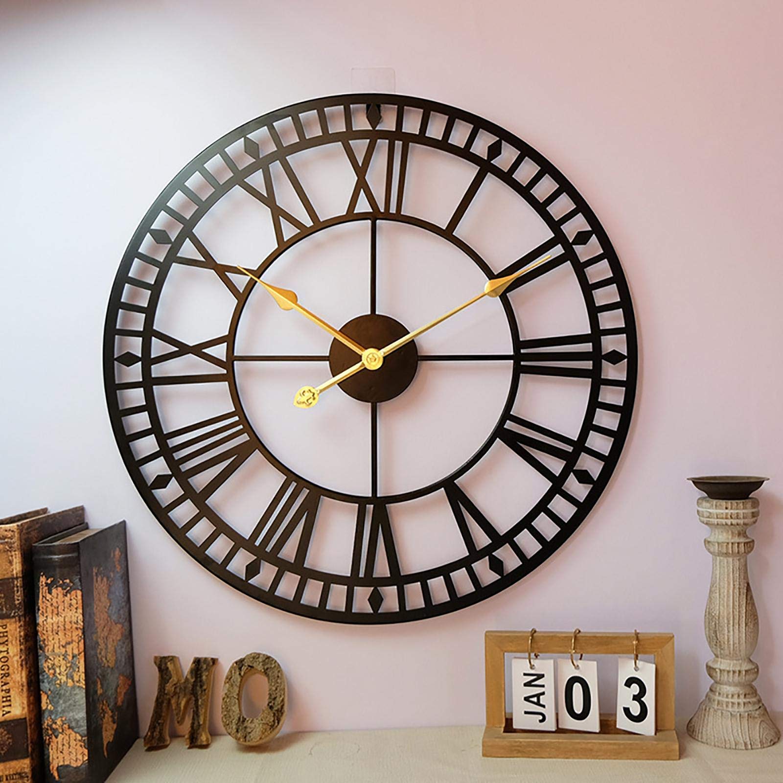Reloj impermeable para exteriores, relojes de jardín, retro, números romanos, reloj de pared para exteriores, simplicidad, arte de hierro, relojes al aire libre, funciona con pilas, relojes