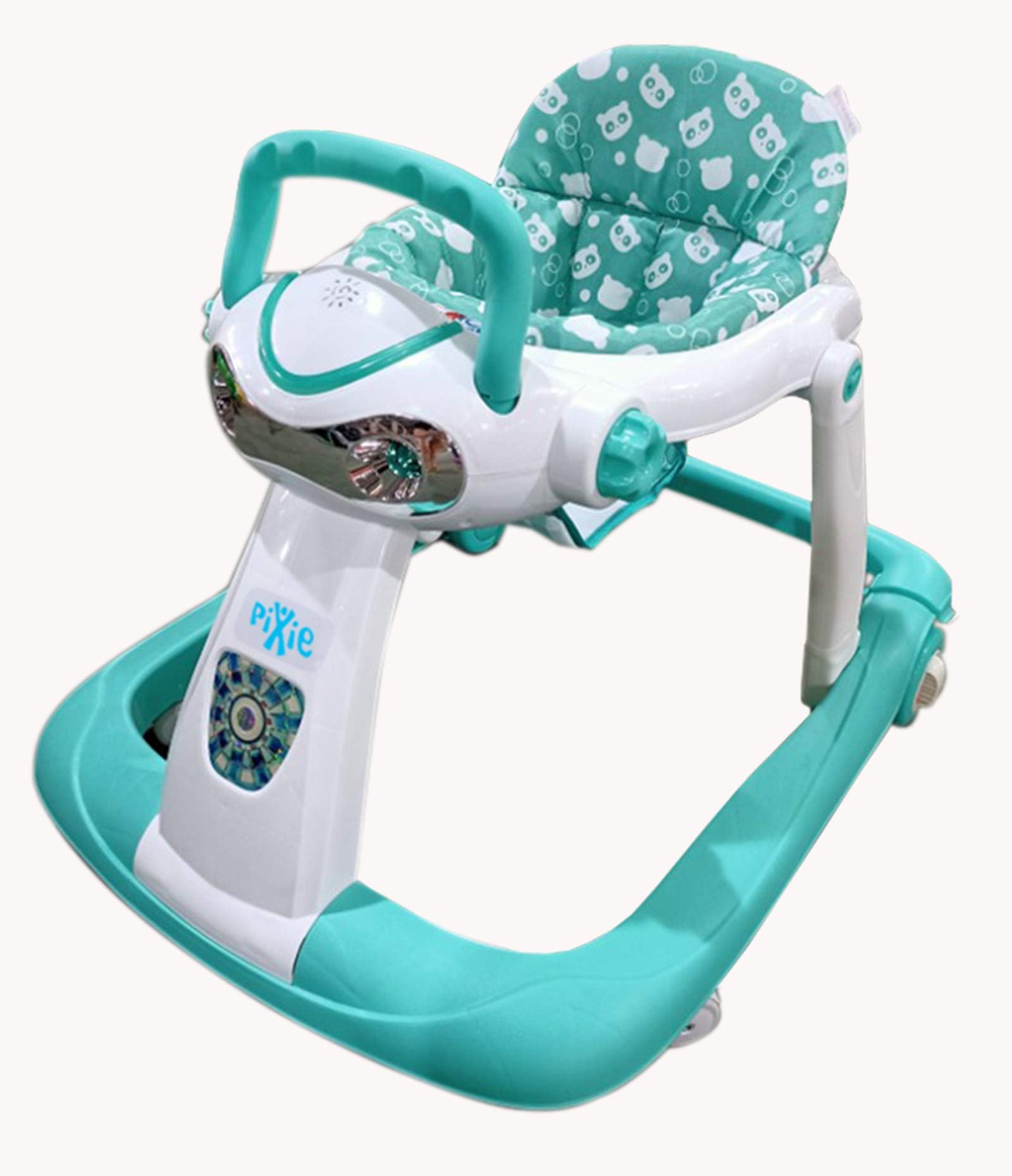PixieFoldable Speed Control Adjustable Bigger Wheel For 7-18 Month, Baby Walker, White & Green