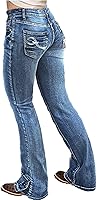 Flamingals Butt Lifting Bootcut Jeans for Women - Stretchy Low Rise Flare Leg Vintage Denim, Casual Fall Winter Trendy Fit