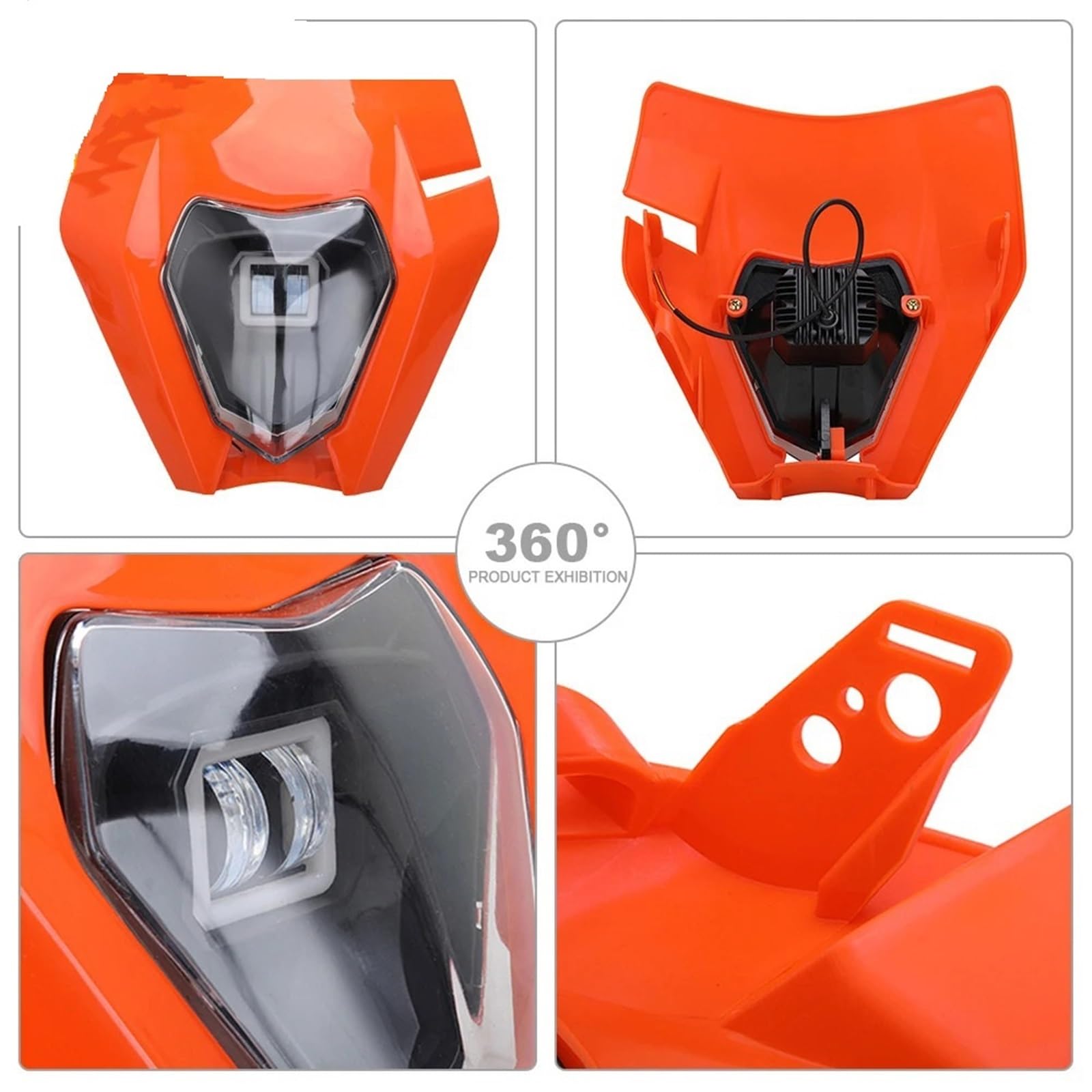 Luz antiniebla de foco Faro delantero LED para motocicleta, compatible con K&TM EXC EXCF SX SXF XC XCF XCW XCFW 125 150 250 300 350 450 530(White Cover face)