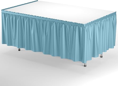 Miniatura 122 de Exquisite Falda de mesa con volantes, color marrón, paquete de 2 faldas de mesa de 14 pies de largo para mesas rectangulares de 6 pies o faldas